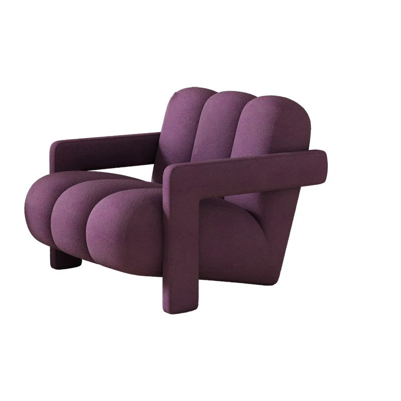 Contemporary Scandinavian Velvet Sherpa Fabric Wood Sponge Single Sofa Backrest Armrest For Living Room