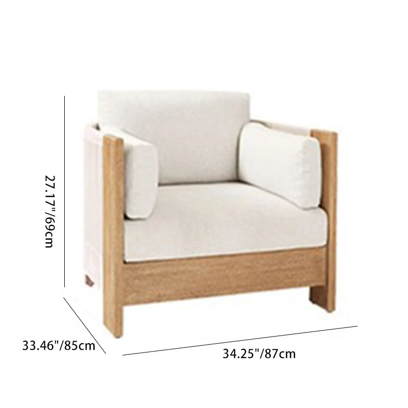 Modern Luxury Square Fabric Teak Wood Sponge Nylon Rope Outdoor Sofa Backrest Armrest For Outdoor