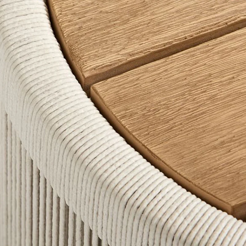 Modern Luxury Square Fabric Teak Wood Sponge Nylon Rope Outdoor Sofa Backrest Armrest For Outdoor