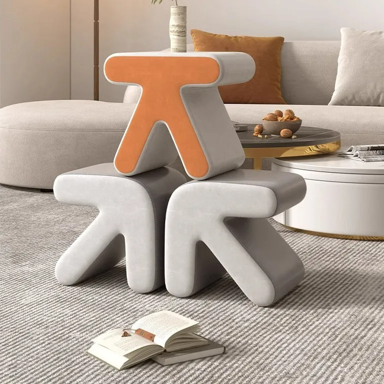 Contemporary Creative Arrow Synthetic Fabric Plywood Footstool Backless Armless For Living Room