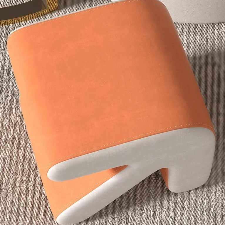 Contemporary Creative Arrow Synthetic Fabric Plywood Footstool Backless Armless For Living Room