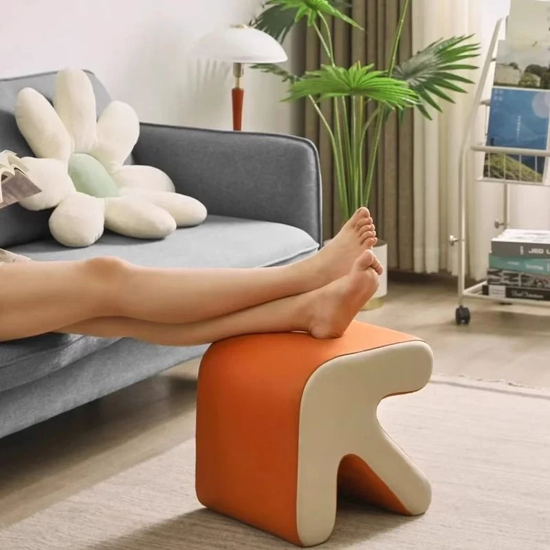 Contemporary Creative Arrow Synthetic Fabric Plywood Footstool Backless Armless For Living Room