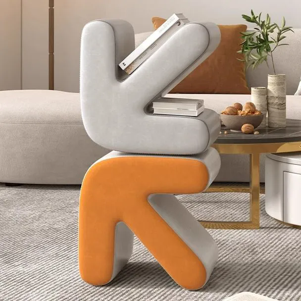 Contemporary Creative Arrow Synthetic Fabric Plywood Footstool Backless Armless For Living Room