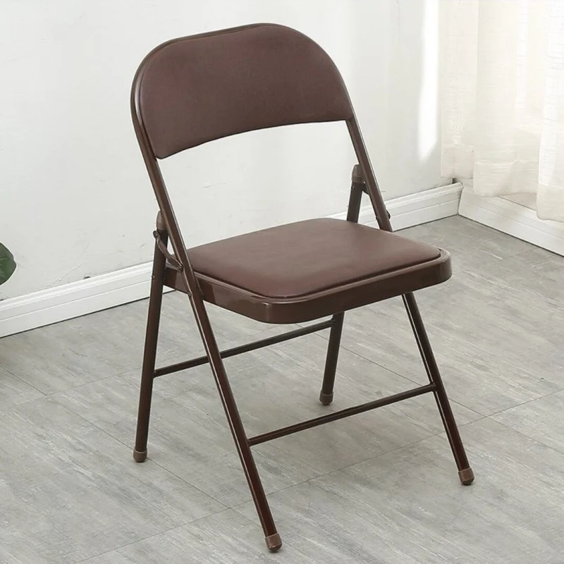 Modern Simplicity Faux Leather Iron Sponge Square Desk Chair Writing Board Foldable Backrest For Home Office