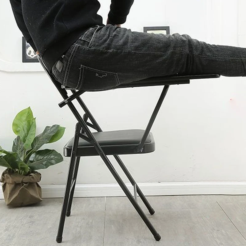 Modern Simplicity Faux Leather Iron Sponge Square Desk Chair Writing Board Foldable Backrest For Home Office