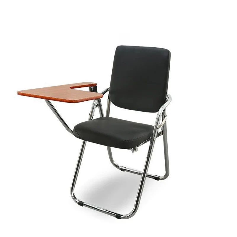 Modern Simplicity Faux Leather Iron Sponge Square Desk Chair Writing Board Foldable Backrest For Home Office
