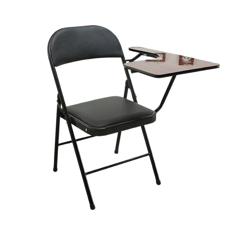Modern Simplicity Faux Leather Iron Sponge Square Desk Chair Writing Board Foldable Backrest For Home Office