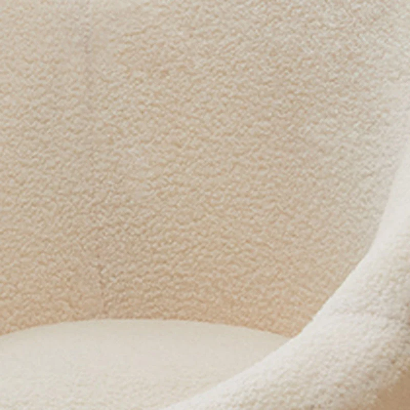 Contemporary Creative Petal Shape Sherpa Fabric Upholstered Arc Metal Legs Vanity Stool Backrest Armrest For Bedroom