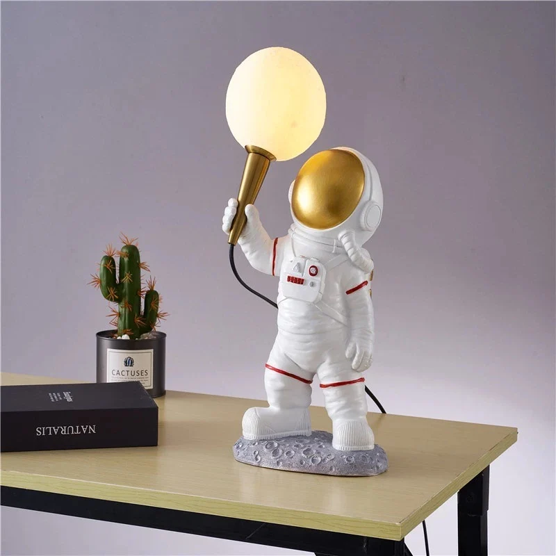 Creative Kids Table Lamp – 1-Light Cartoon Astronaut Resin Lamp for Bedroom
