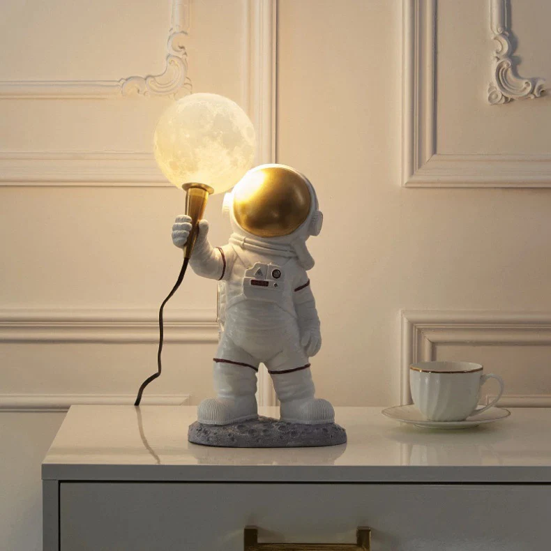 Creative Kids Table Lamp – 1-Light Cartoon Astronaut Resin Lamp for Bedroom