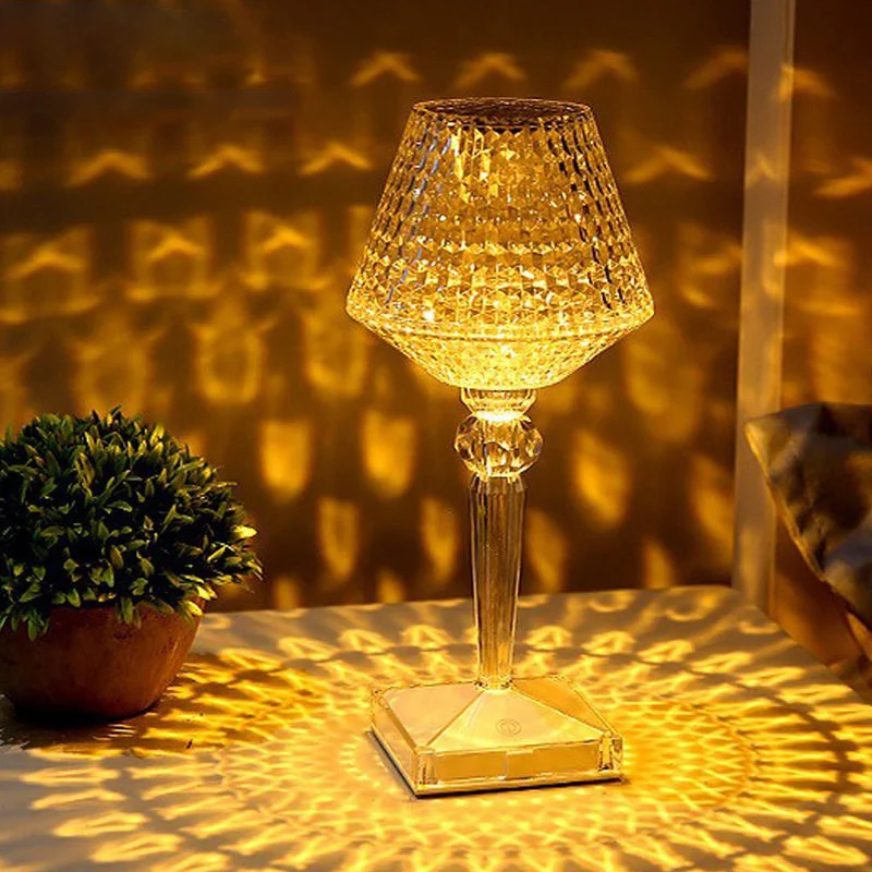 Contemporary Creative Rechargeable Acrylic Wine Glass LED Table Lamp Night Light For Living Room