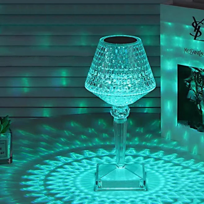 Contemporary Creative Rechargeable Acrylic Wine Glass LED Table Lamp Night Light For Living Room