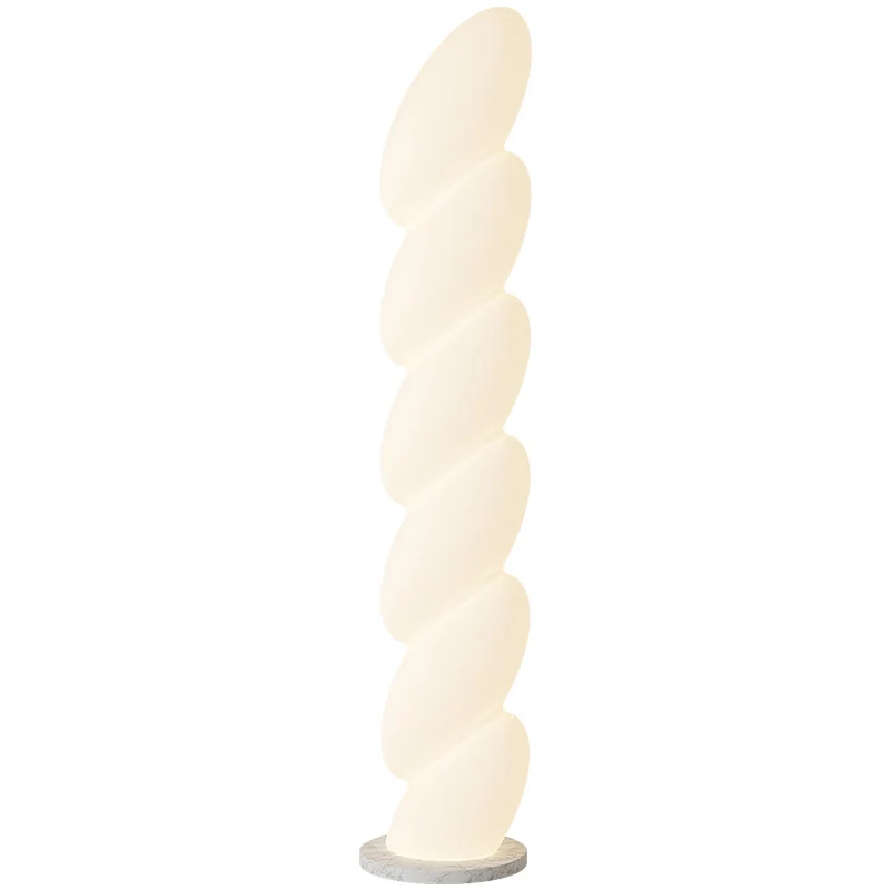 Contemporary Nordic Spiral Elliptical PE Shade Marble Base LED Standing Floor Lamp For Home Office