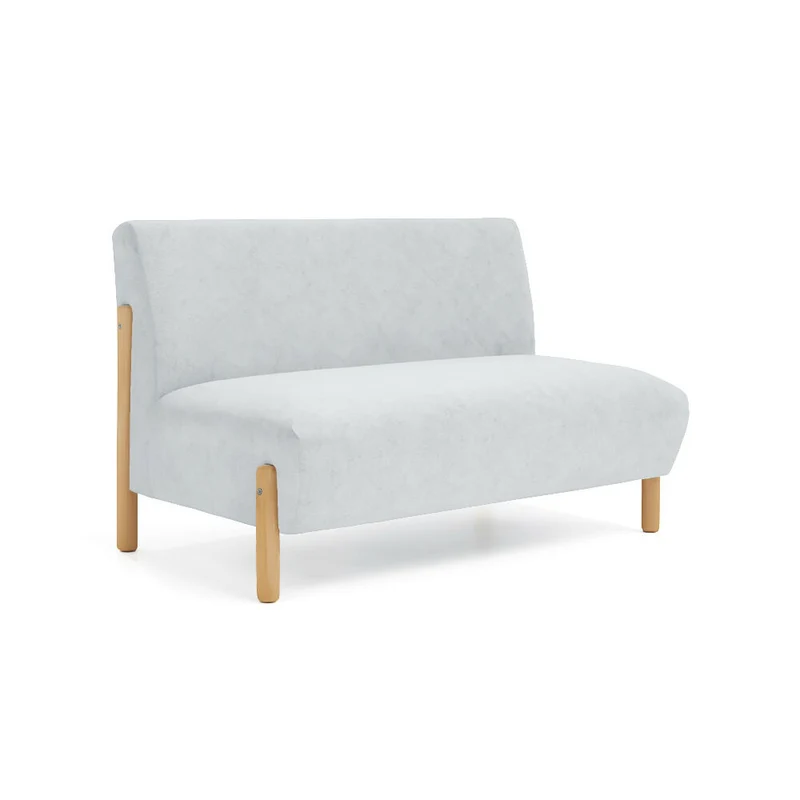 Sofá 2 Puestos Dubi 123x73x73 Tela Plata Patas Matiz Natural