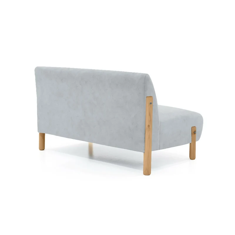 Sofá 2 Puestos Dubi 123x73x73 Tela Plata Patas Matiz Natural