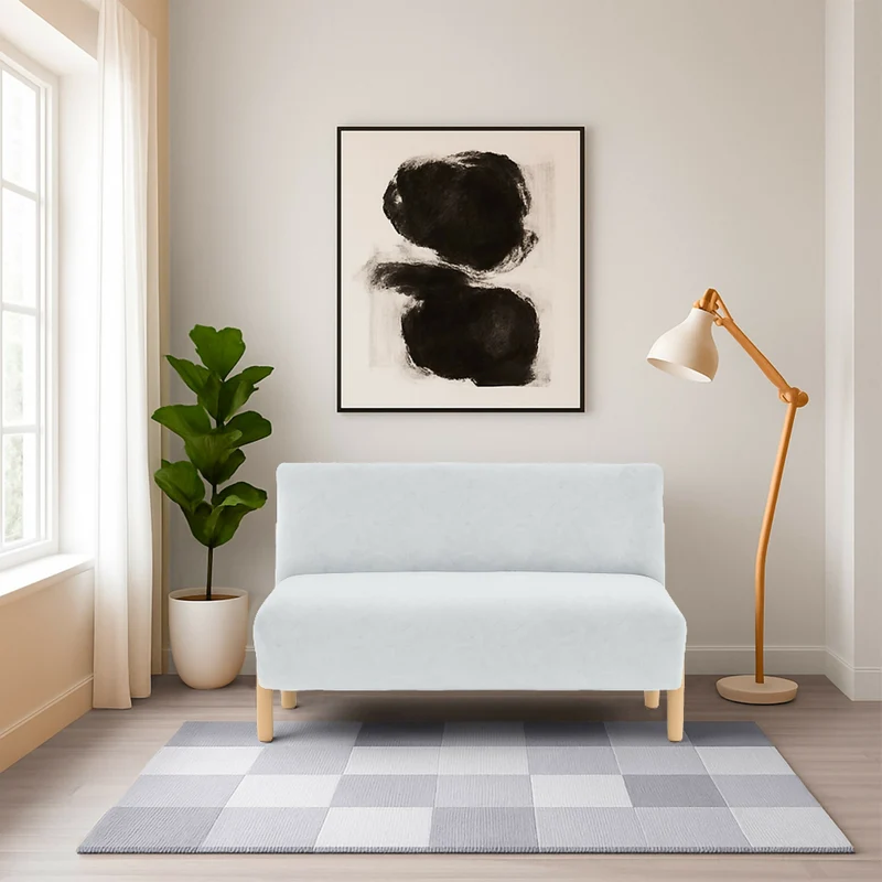 Sofá 2 Puestos Dubi 123x73x73 Tela Plata Patas Matiz Natural