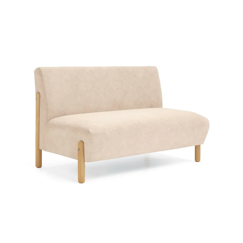 Sofá 2 Puestos Dubi 123x73x73 Tela Beige Patas Matiz Natural