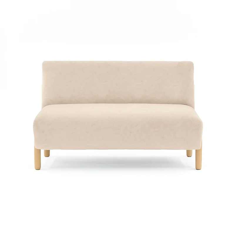Sofá 2 Puestos Dubi 123x73x73 Tela Beige Patas Matiz Natural