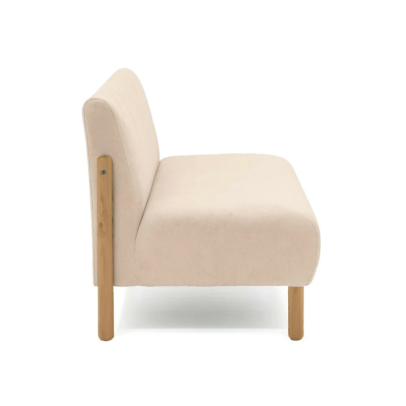 Sofá 2 Puestos Dubi 123x73x73 Tela Beige Patas Matiz Natural