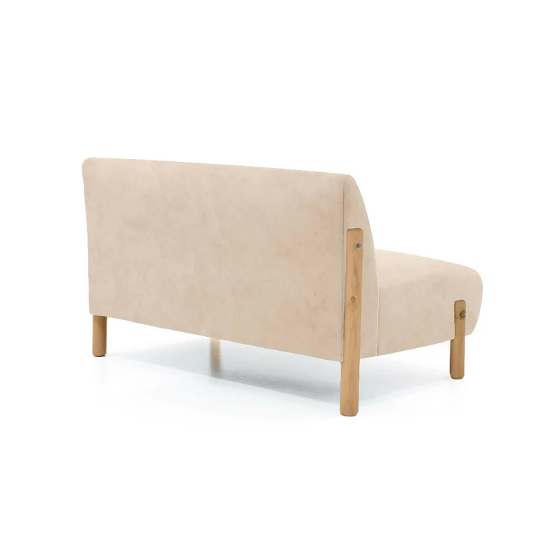 Sofá 2 Puestos Dubi 123x73x73 Tela Beige Patas Matiz Natural