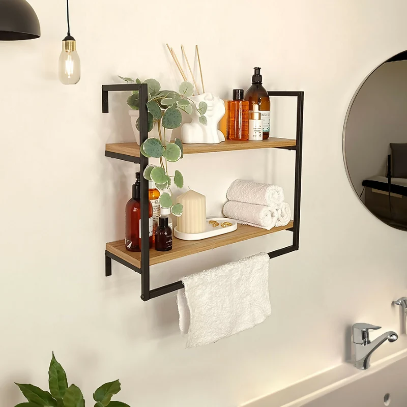 Organizador Multiusos Biella, Madera Natural + Negro