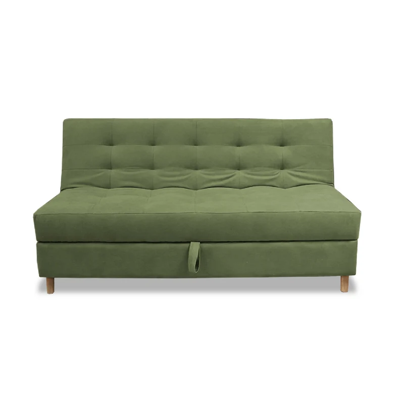 Sofá Cama Baúl Lugano 3 Posiciones Verde + Cojines