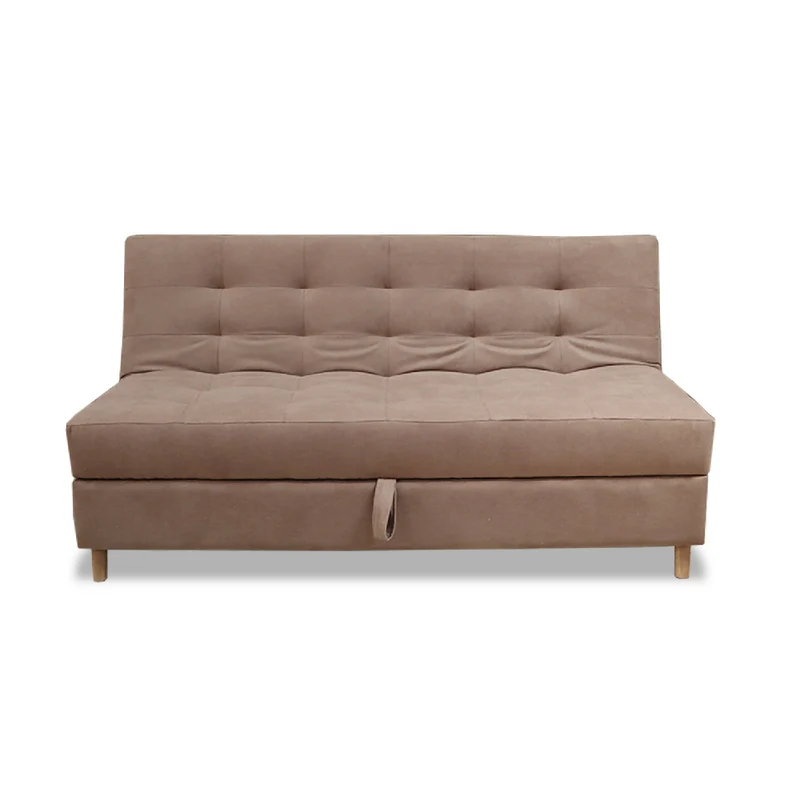 Sofá Cama Baúl Lugano 3 Posiciones Camel + Cojines
