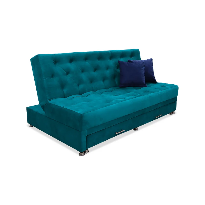 Sofá Cama Aston Nido Tarima 3 Posiciones Turquesa + Cojines