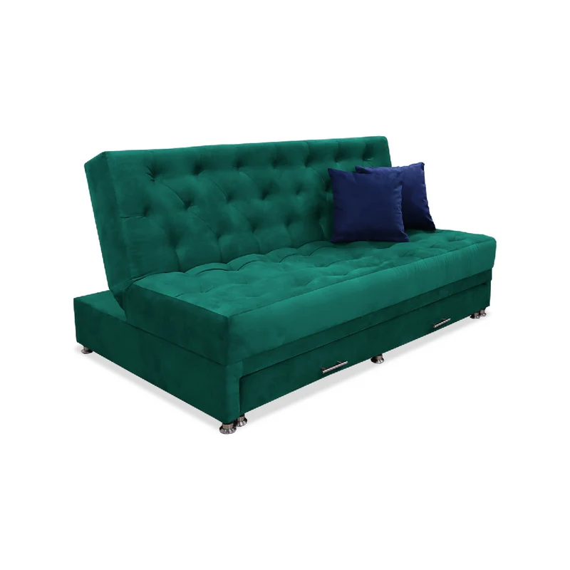 Sofá Cama Aston Nido Tarima 3 Posiciones Verde + Cojines