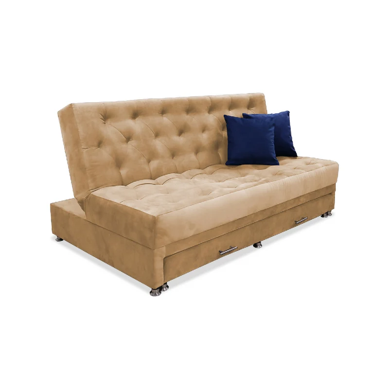 Sofá Cama Aston Nido Tarima 3 Posiciones Camel + Cojines