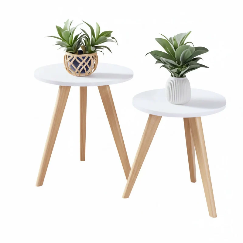 Mesa Auxiliar Nórdica Circular - Set X2 - Mediana & Grande