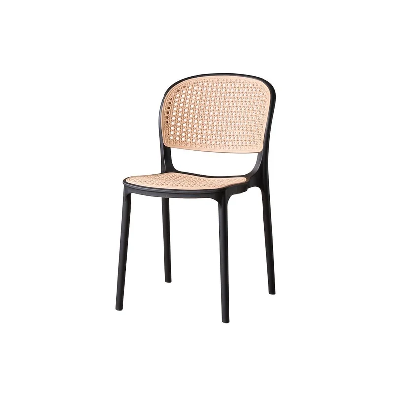 Silla Nest, Color Negro y Beige, con Espaldar y Asiento en Rejilla