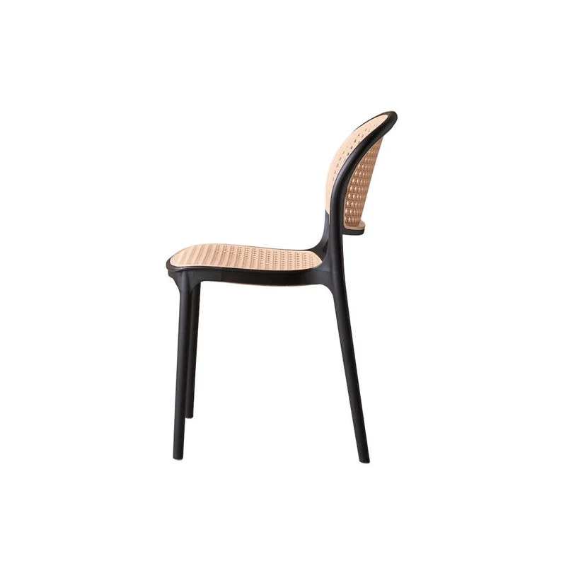 Silla Nest, Color Negro y Beige, con Espaldar y Asiento en Rejilla