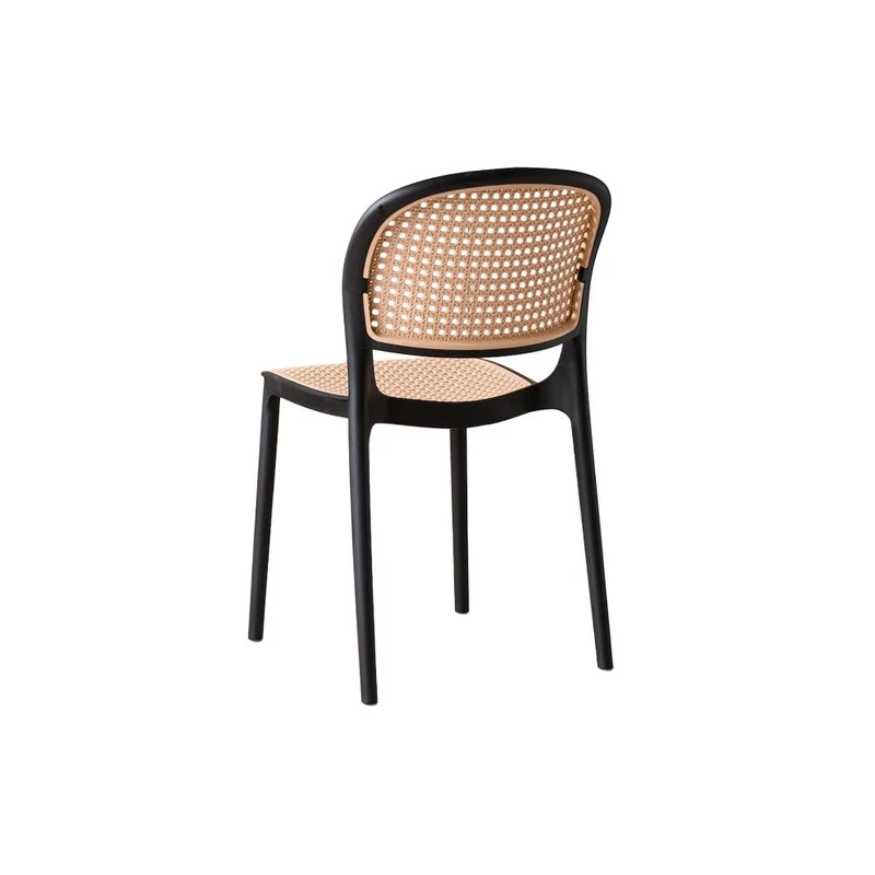 Silla Nest, Color Negro y Beige, con Espaldar y Asiento en Rejilla