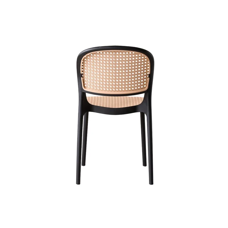 Silla Nest, Color Negro y Beige, con Espaldar y Asiento en Rejilla