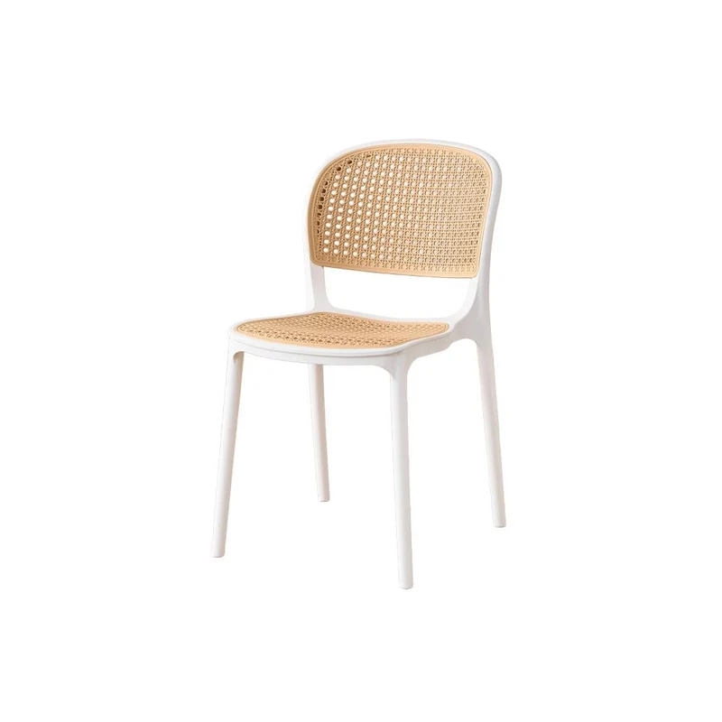 Silla Nest, Color Blanco y Beige, con Espaldar y Asiento en Rejilla