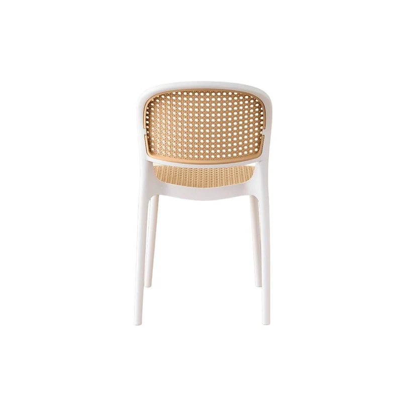 Silla Nest, Color Blanco y Beige, con Espaldar y Asiento en Rejilla