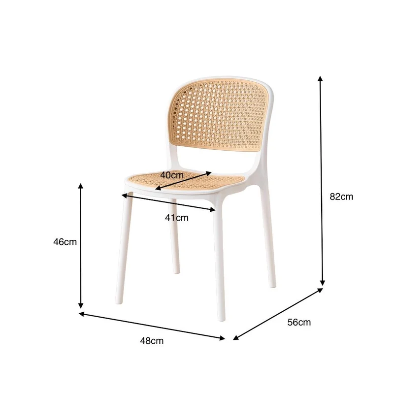 Silla Nest, Color Blanco y Beige, con Espaldar y Asiento en Rejilla