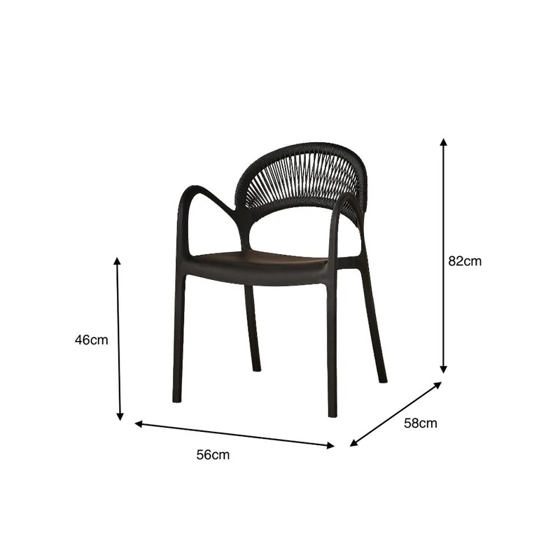 Silla Daytona, Negro, con Espaldar, Reposa Brazos y Diseño Minimalista