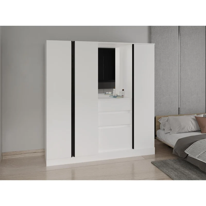 Clóset Mouren 177, Blanco Duqueza, con Zapaterio Inferior de Puerta Abatible ZF