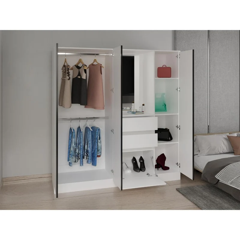 Clóset Mouren 177, Blanco Duqueza, con Zapaterio Inferior de Puerta Abatible ZF
