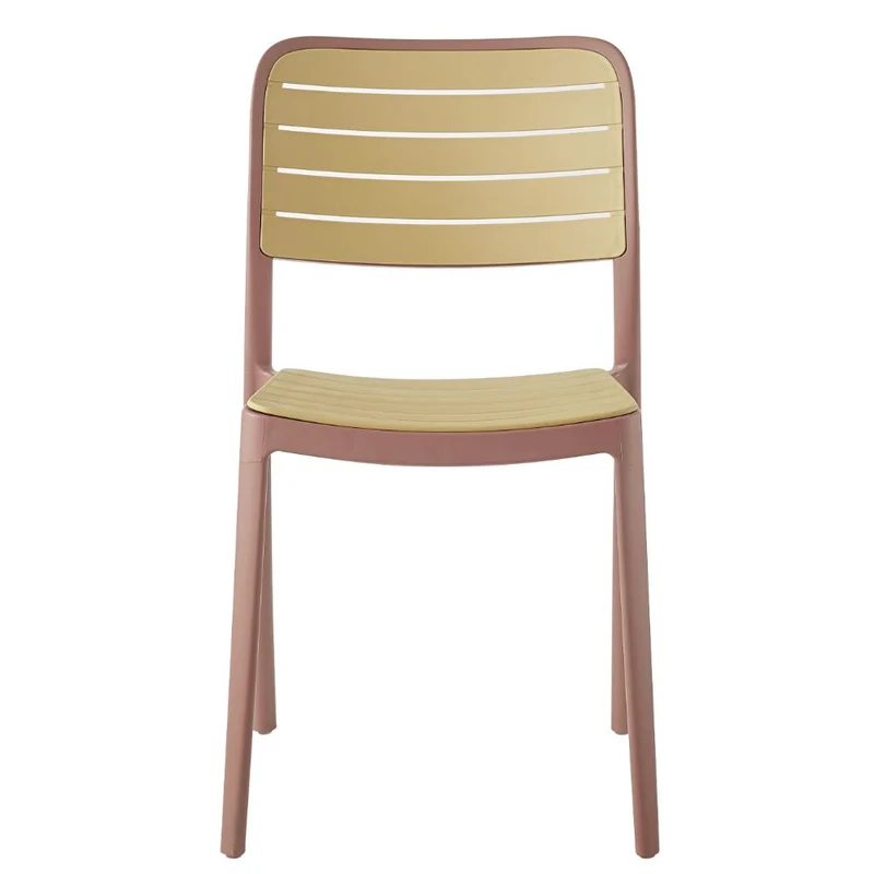 Silla Carolina, Color Terracota y Beige, con Espaldar de Líneas Horizontales