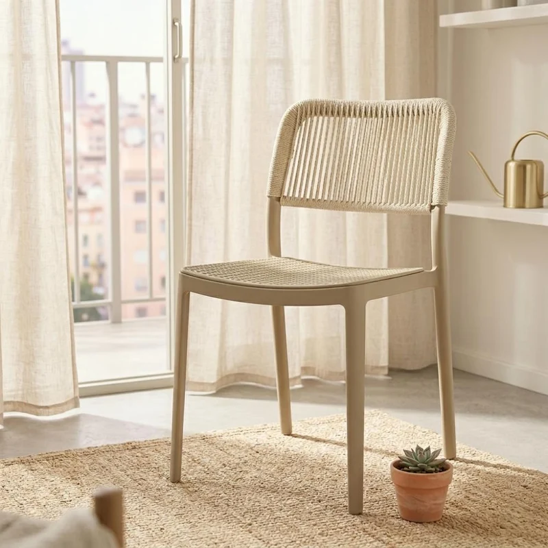 Silla Austin, Color Taupe, con Espaldar Tejido