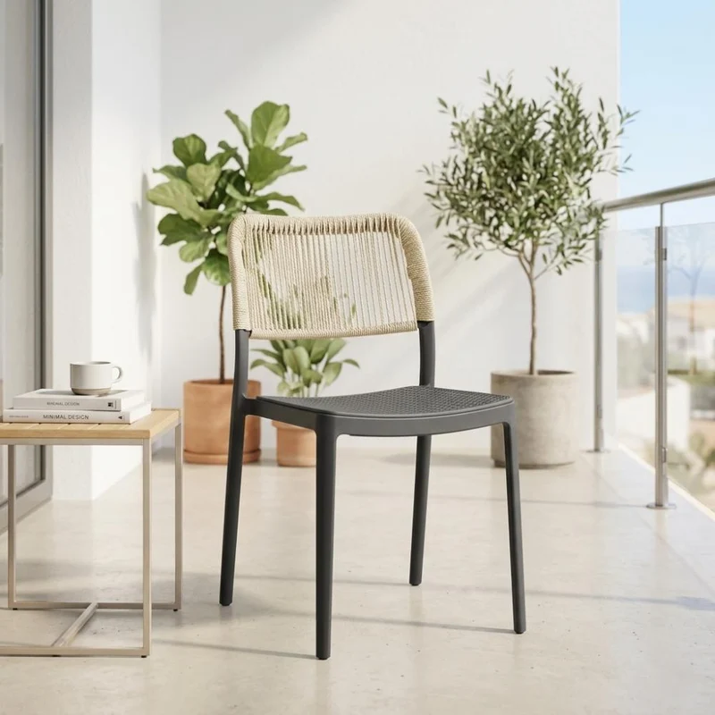 Silla Austin, Color Negro, con Espaldar Tejido