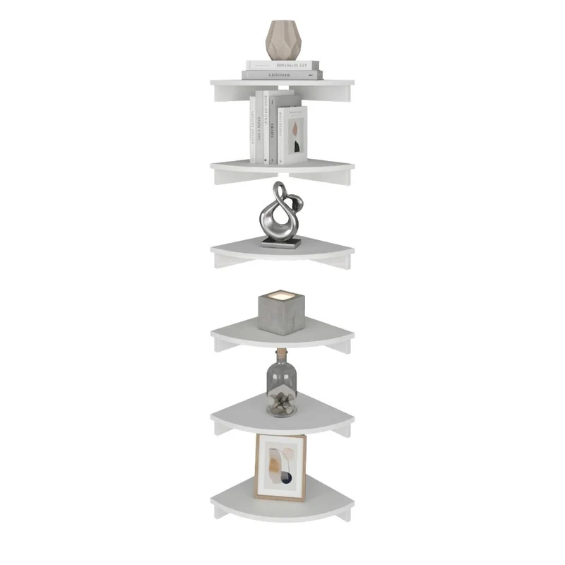 Set de 2 Repisas Esquineras Flotantes Shelf, Kronos Blanco, con Espacio para Colocar Objetos Decorativos ZF