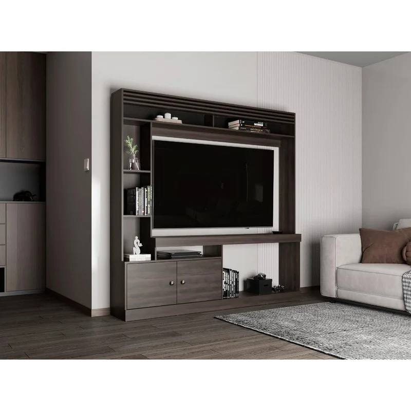 Mesa Para Tv Roy, Nogal Europeo, con Espacio Para Televisor de 50 Pulgadas ZF