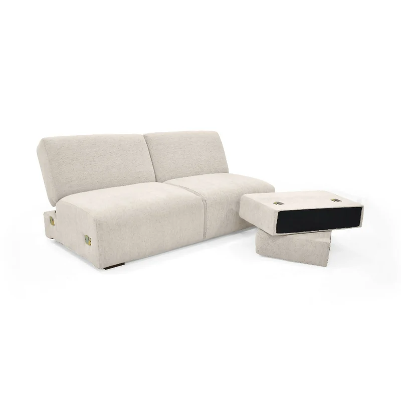 Sofa Cama Boston 225x91x80 cm Con Brazos Removibles Tela Beige