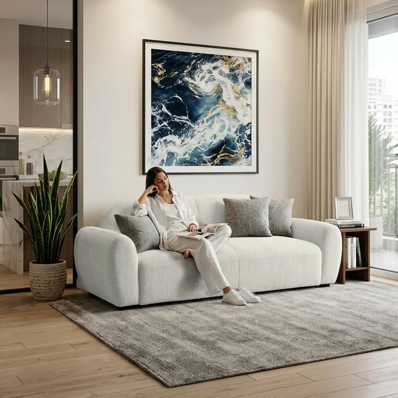 Sofa Cama Auren 240x88x85 cm Con Brazos Removibles Tela Mix