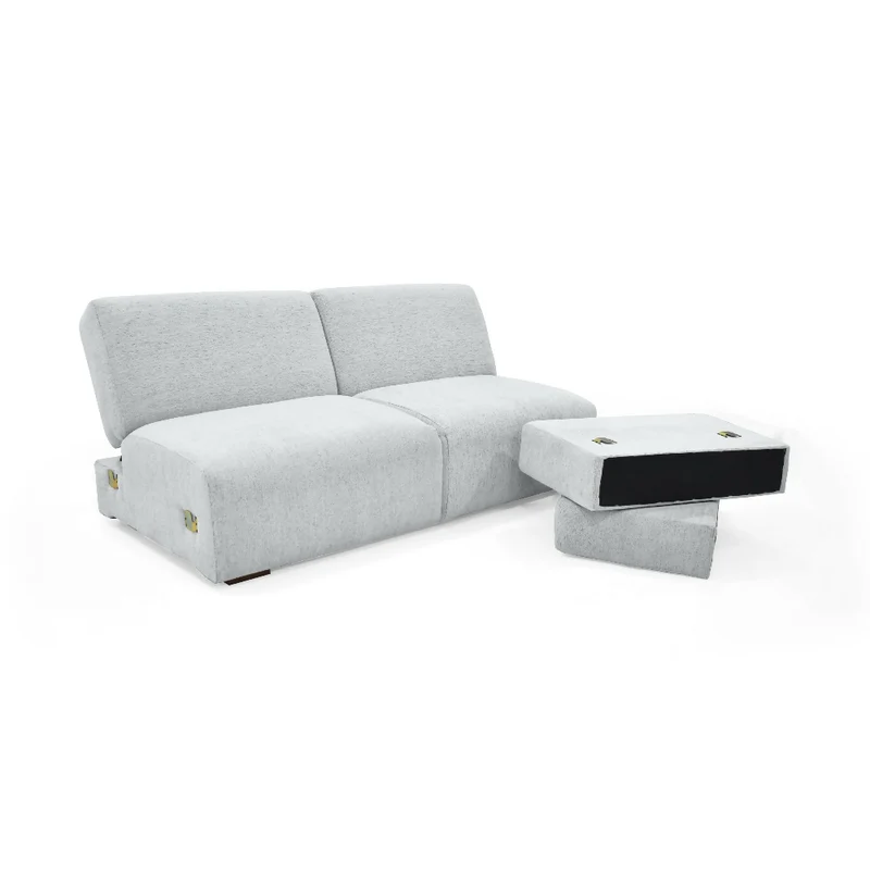 Sofa Cama Boston 225x91x80 cm Con Brazos Removibles Tela Plata