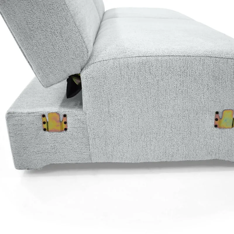 Sofa Cama Boston 225x91x80 cm Con Brazos Removibles Tela Plata